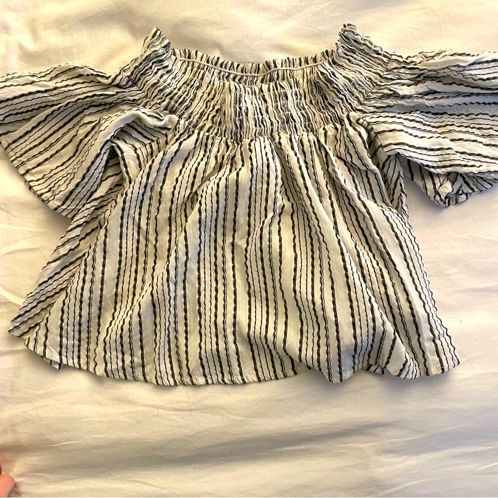 UO Kimchi Blue Off-the-Shoulder Striped Crop Top